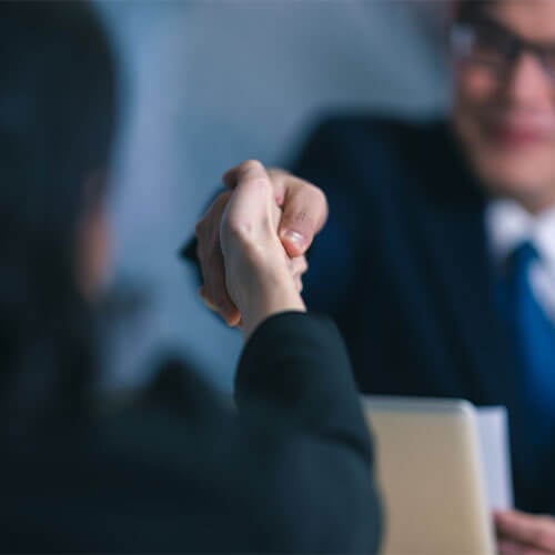 Two business colleagues shaking hands